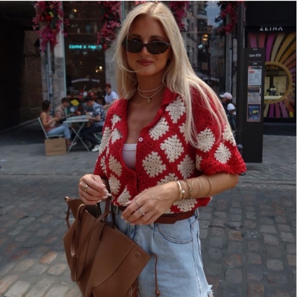 Zara Crochet Knit Polo NWT - Picture 3 of 16